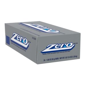 Zero Caramel Nougat Peanut White Fudge Candy Bar 1.85oz 24ct